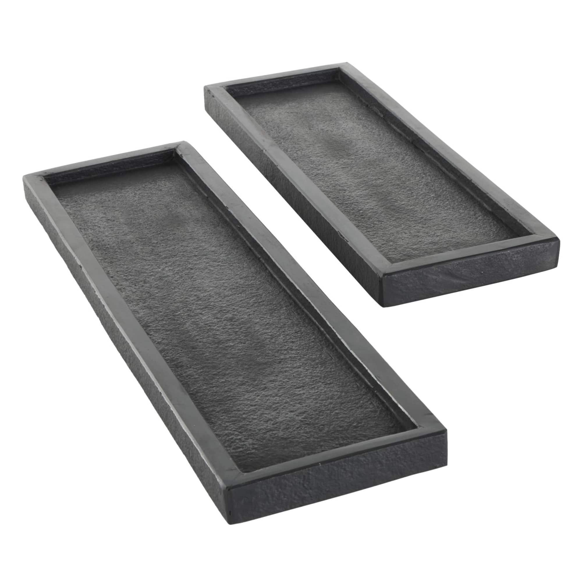 Black Textured Marble Tray Set